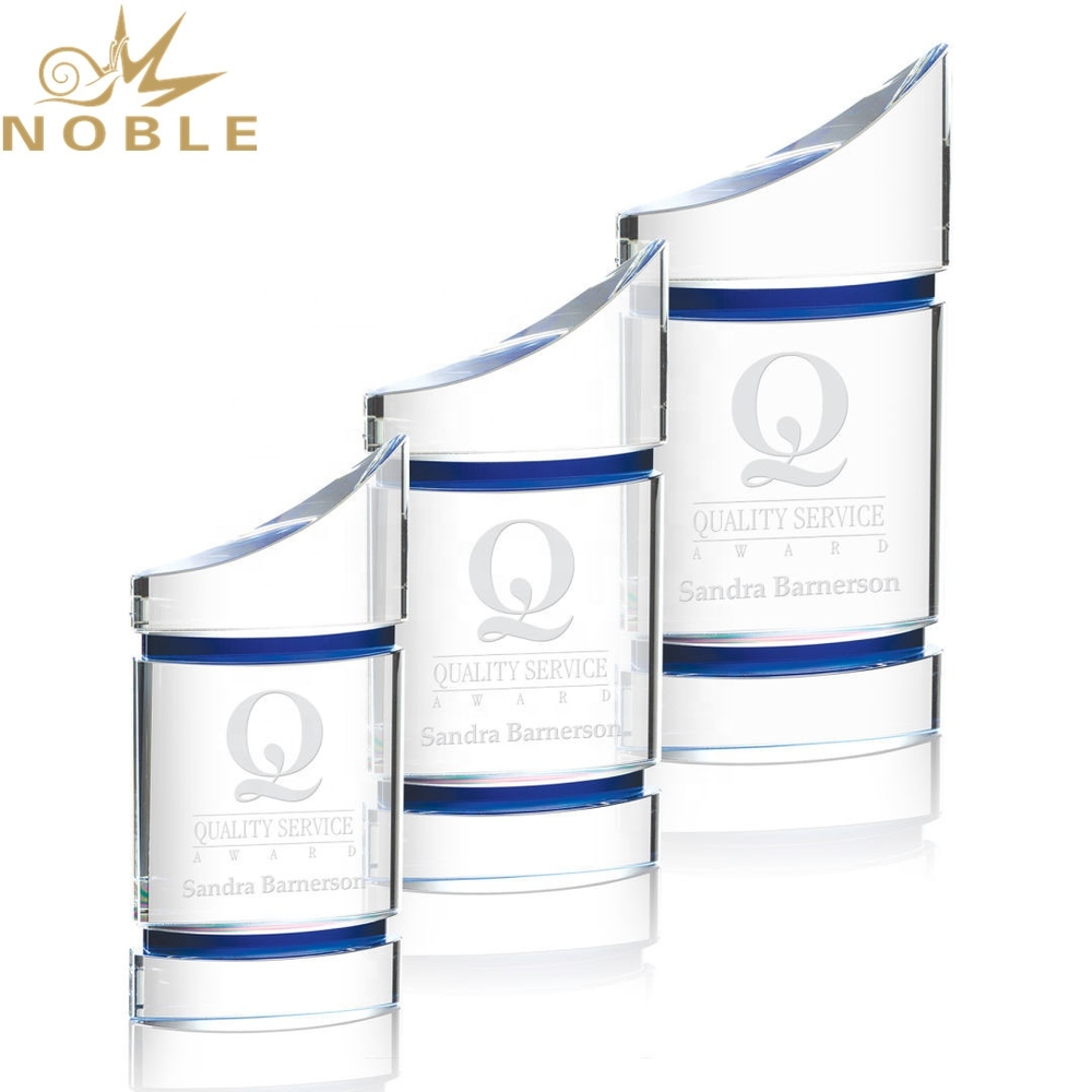 Noble High Quality Magnificent Optical custom Crystal award with blue accents for a star achiever