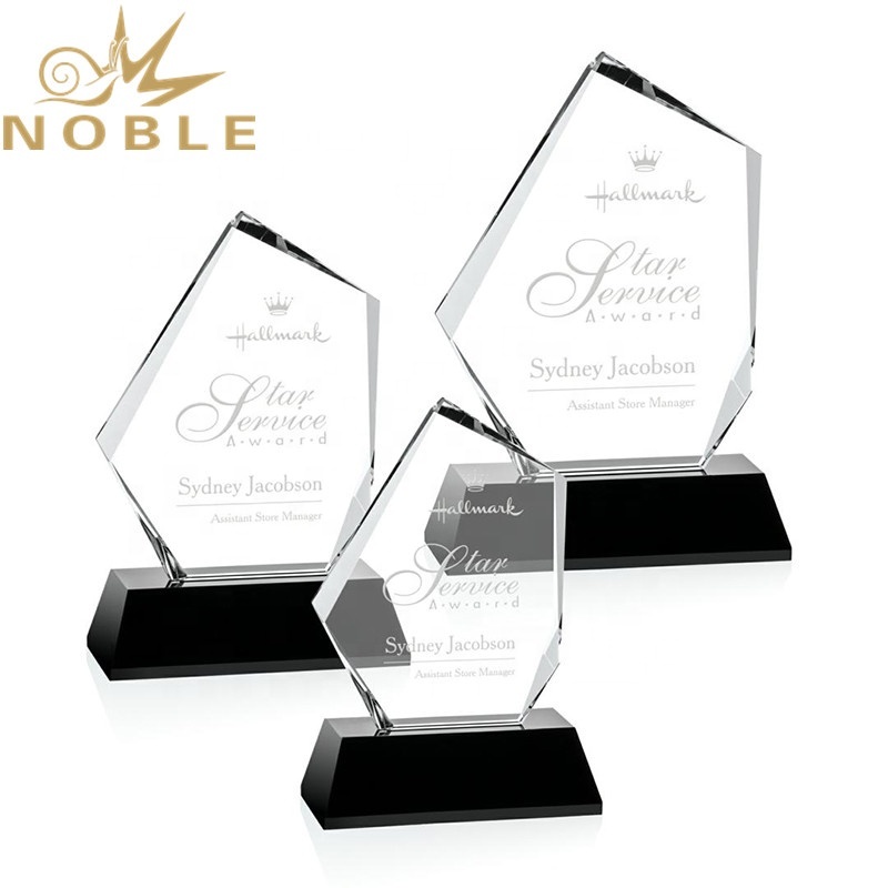 High quality Clear Crystal iceberg custom plaque trophy on black base