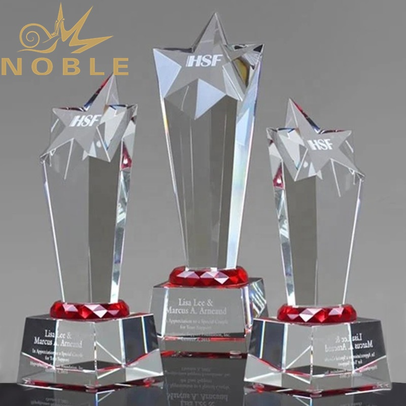 Faceted Crystal Star Award with Red Accent