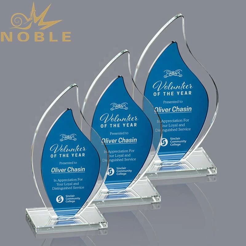 New design Excellent free engraving Jade glass custom flame award trophy