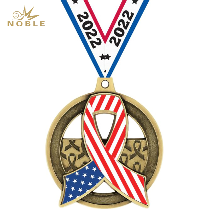 Noble Custom Metal Awareness Insert American Flag Medal