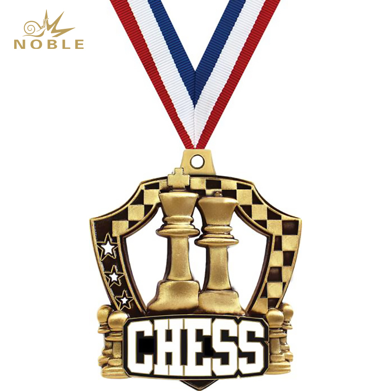 Champion Sports Custom Metal Chess Shield Medal