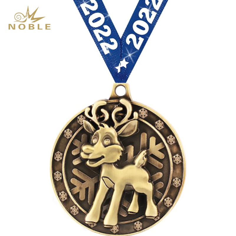 New Design Custom Metal Christmas Reindeer Medal