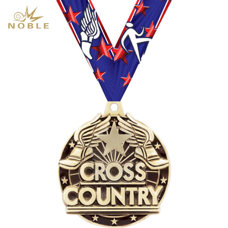 Custom 3D Metal Cross Country Medal with Ribbon