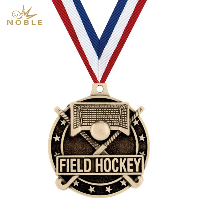 Custom Ribbon High Quality 3D Metal Field Hockey Medal