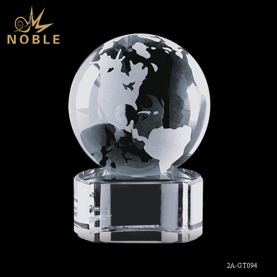 Custom Crystal Globe Award Trophy on Clear Base