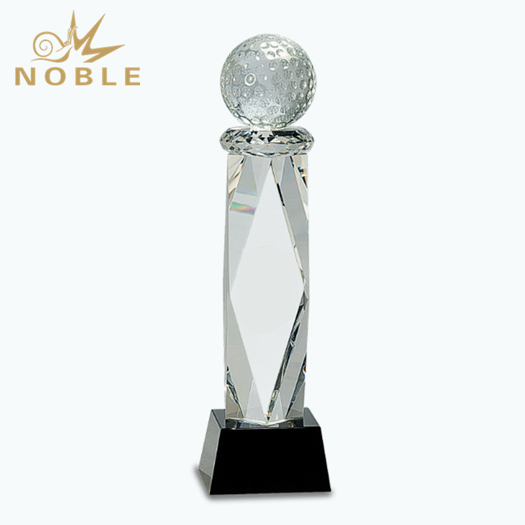 Optical Crystal Golf Award Trophy with Black base