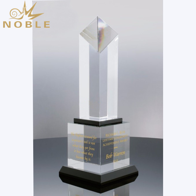 Pillar Corporate Business Hand Blank Crystal Trophy