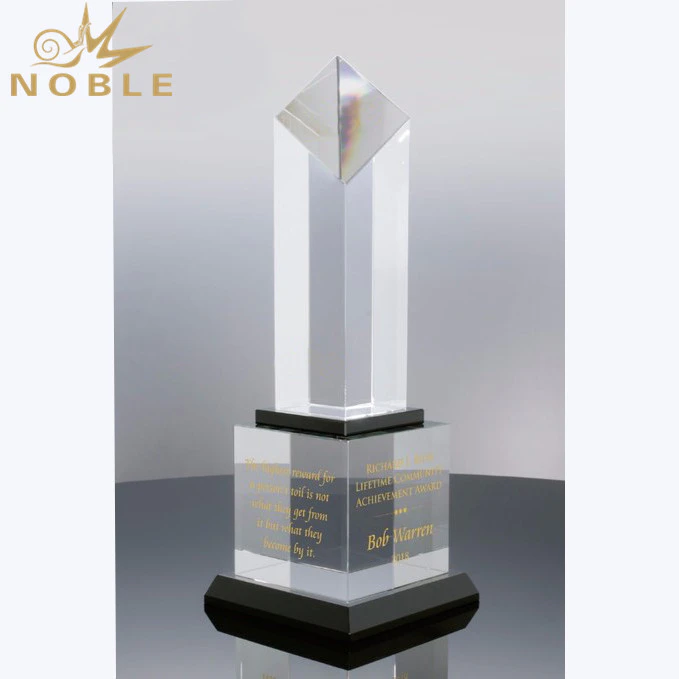 Pillar Corporate Business Hand Blank Crystal Trophy