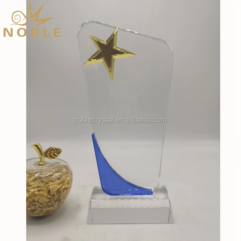 Blank Crystal Plaque Award Gold Metal Star Trophy