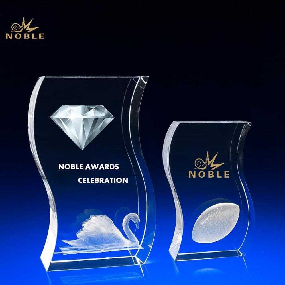 New Design Wave Shape Crystal Corporate Engraved Trophy Awards