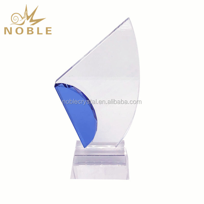 Custom Engraving Blank Blue Crystal Corporate Award