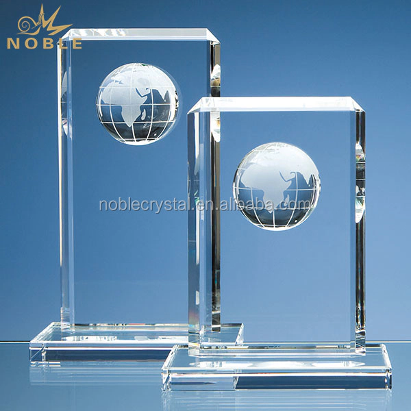 Custom Rectangle Shape Trophy Crystal Globe Award