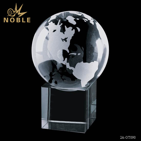 Service Crystal Globe Trophy Award on Cube