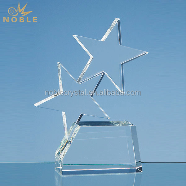 Blank Plaque Crystal Double Rising Star Award Trophy