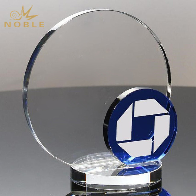 Custom Laser Engraving Blue Crystal Corporate Trophy