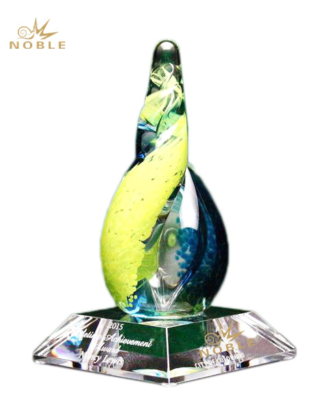 High Quality Hand Blown Custom Color Art Glass Trophy Awards