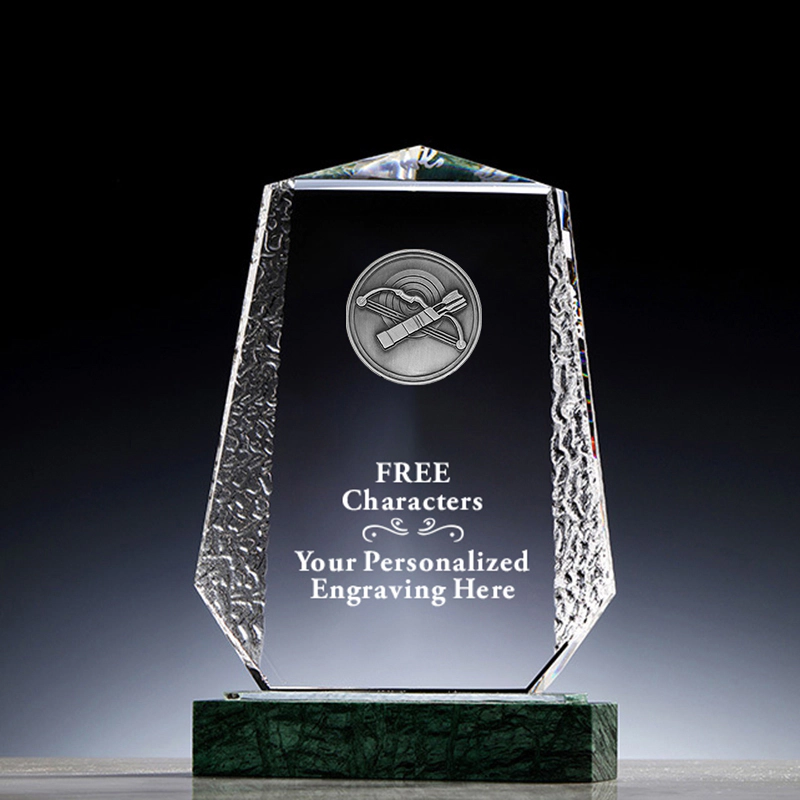 Free Engraving Crystal Plaque Award Custom Matel Sports Archery Medal Trophy with Marble Base