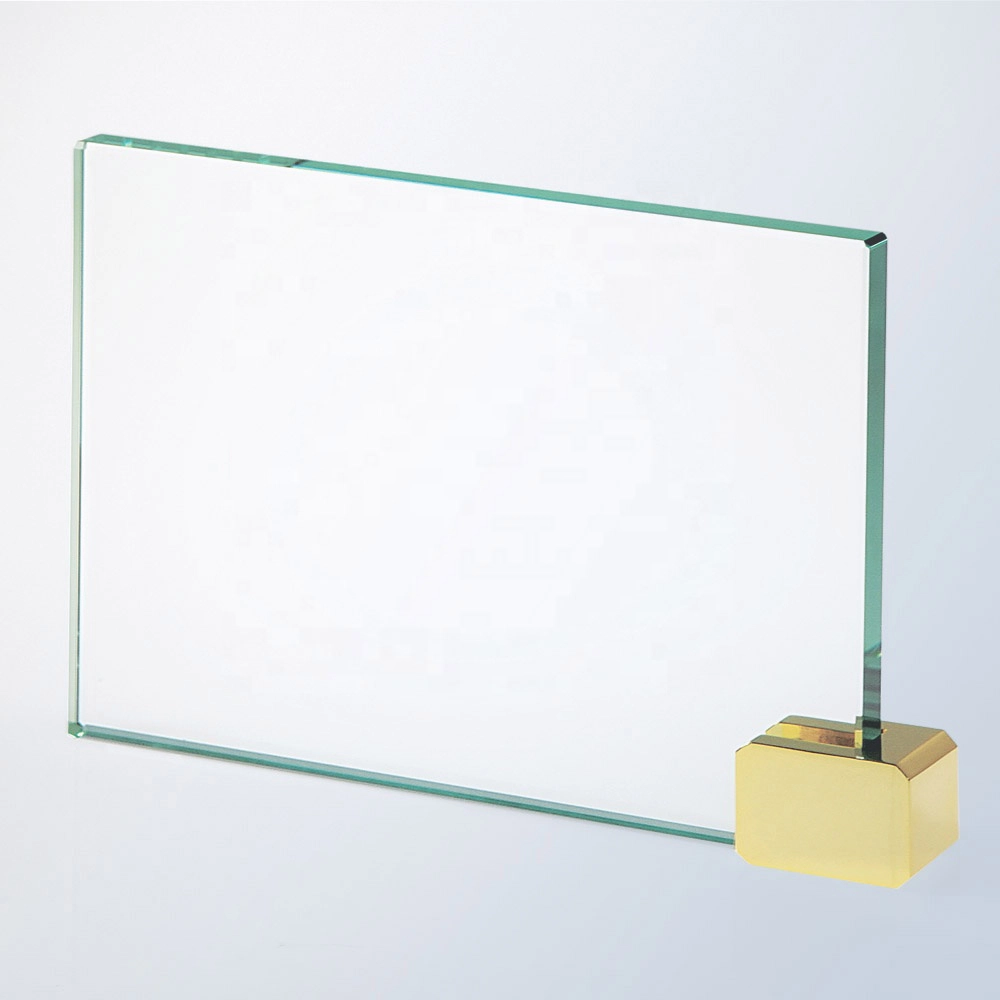 Free engraving custom Jade glass blank Rectangle plaque award with Aluminum base