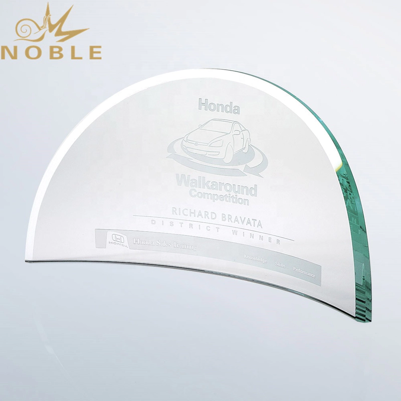 Noble Custom Jade Glass Beveled Bent plaque trophy