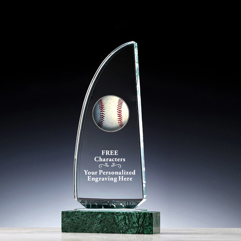 Best Selling Sports Marble Award Custom Crystal Baseball Trophy with Free Engraving