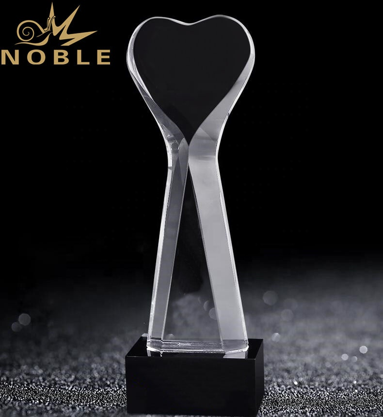 Custom engraving new design K9 crystal heart trophy