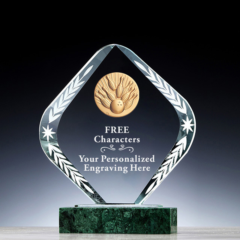 New Design Crystal Sports Award Custom Engraving Bowling Champion Trophy