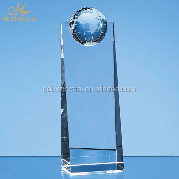 Rectangle Blank Crystal Globe Wedge Trophy