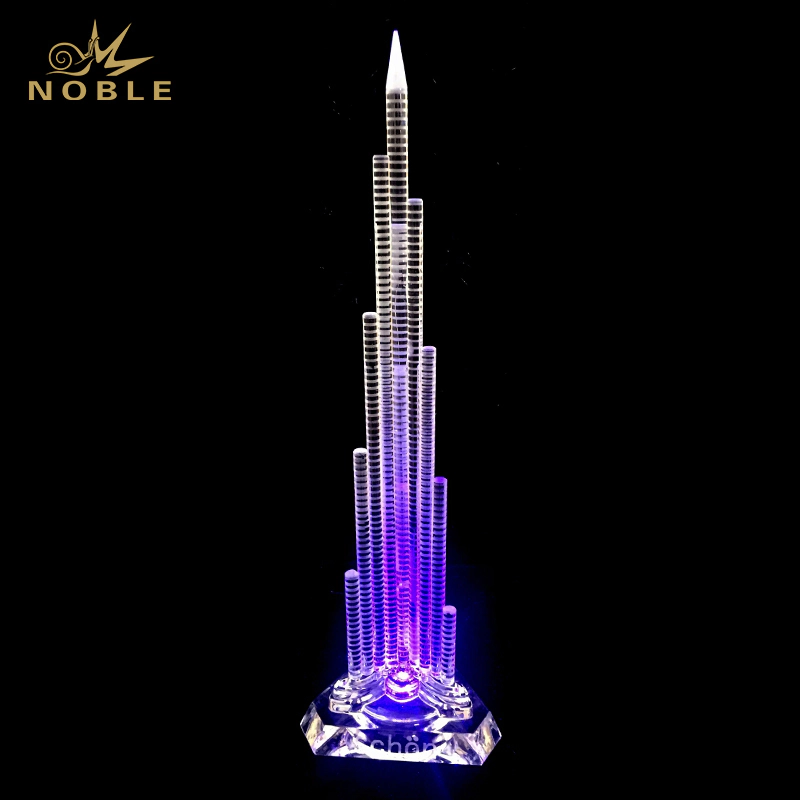 Noble High Quality Custom 3D Crystal Building Model Dubai Famous Landmark Crystal Replica Tourist Souvenir Gifts