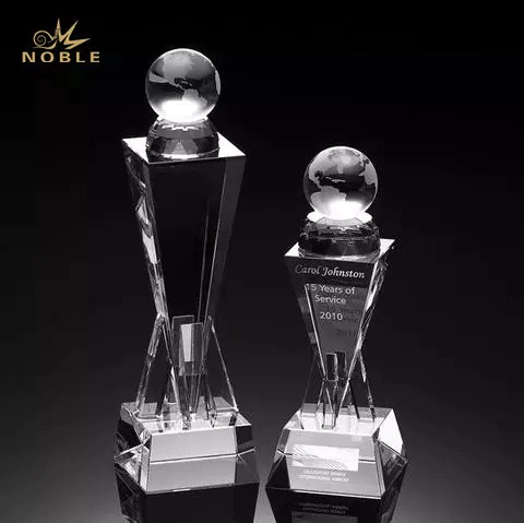 High quality Custom Victory Crystal globe Tower Award Trophy