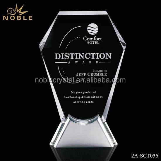 High quality new design shield award Crystal plaque with metal base