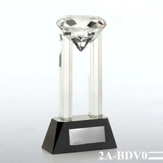 Noble Clear Elegant award Crystal Diamond Trophy On Base
