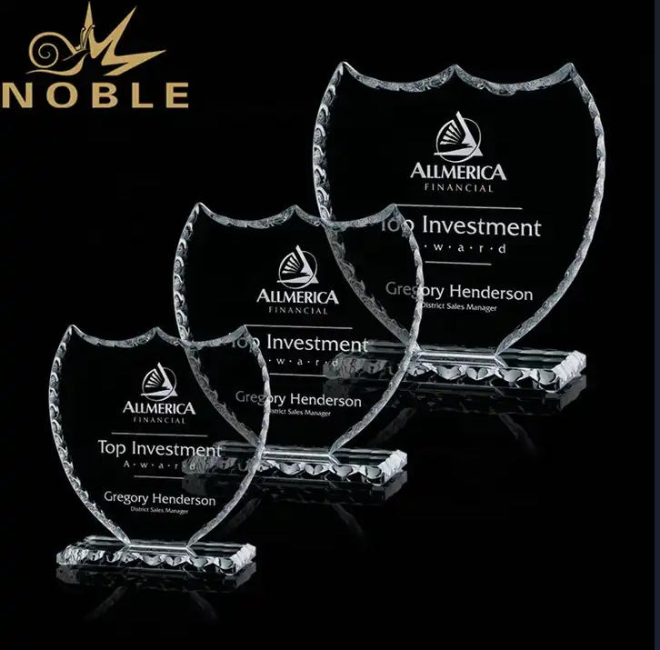 Unique new design Custom Jade glass shield plaque trophy
