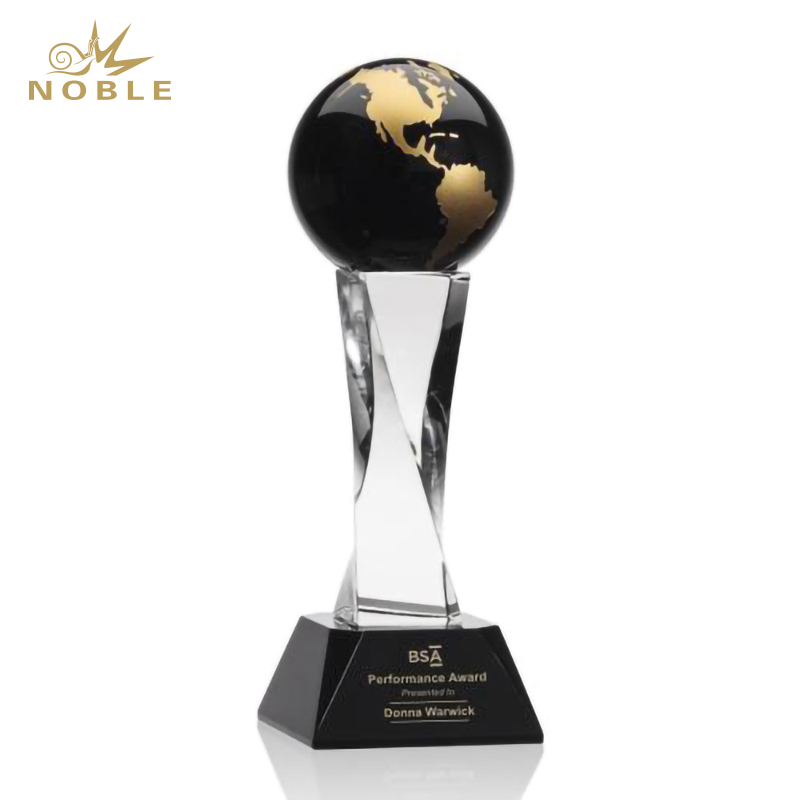 Noble Best Selling Free Engraving Black Crystal Globe Award Trophy