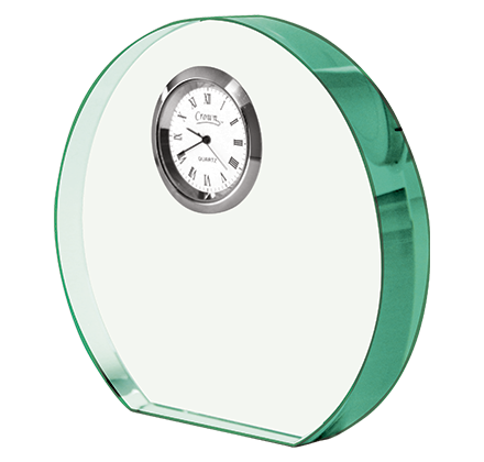 Noble Manufacturer's Customize Jade Glass Clock Office Decoration Bespoke Logo Handcrafted Trophy Award Gift