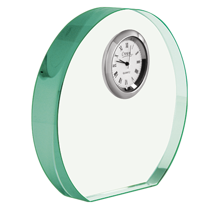 Noble Manufacturer's Customize Jade Glass Clock Office Decoration Bespoke Logo Handcrafted Trophy Award Gift