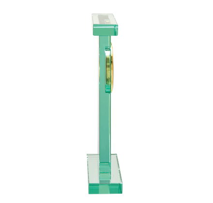 Noble Manufacturer Jade Glass Clock Business Gift Customized Bespoke Logo Office Decoration Trophy Award Hand Craft