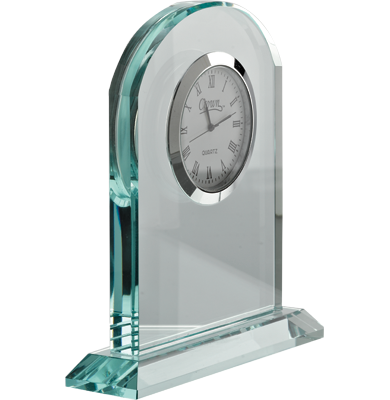 Noble Manufacturer Crystal Glass Clock Business Gift Customized Bespoke Logo Office Decoration Trophy Award Hand Craft