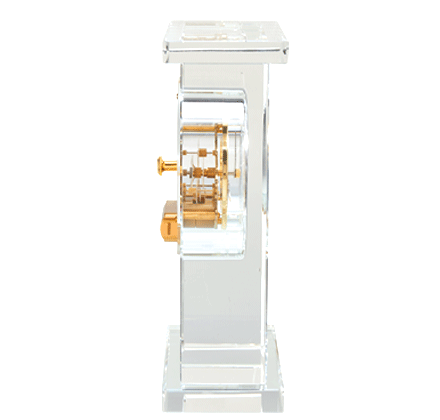 Noble Manufacturer Crystal Glass Clock Business Gift Customized Bespoke Logo Office Decoration Trophy Award Hand Craft