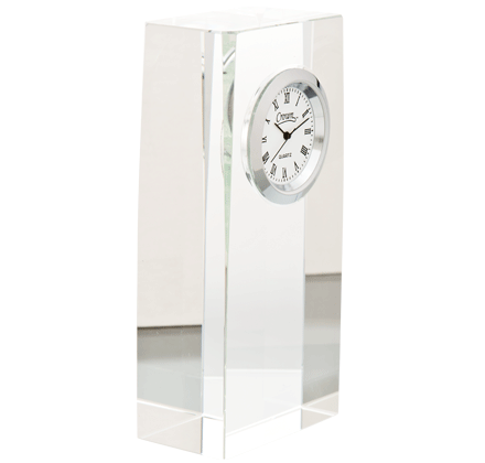 Noble Manufacturer Crystal Glass Clock Business Gift Customized Bespoke Logo Office Decoration Trophy Award Hand Craft