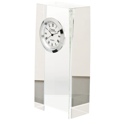 Noble Manufacturer Crystal Glass Clock Business Gift Customized Bespoke Logo Office Decoration Trophy Award Hand Craft