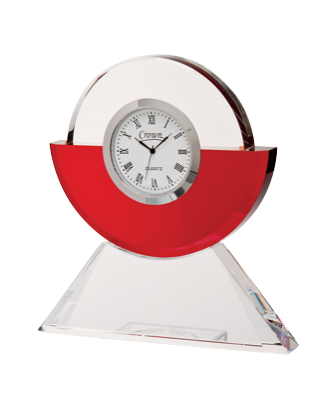 Noble Manufacturer Crystal Glass Clock Business Gift Customized Bespoke Logo Office Decoration Trophy Award Hand Craft