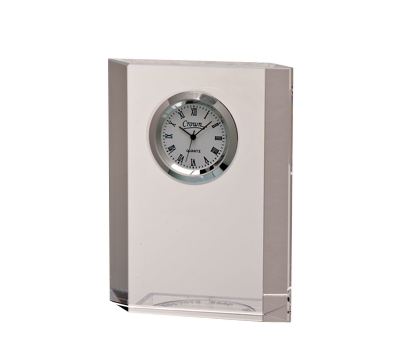 Noble Manufacturer Crystal Glass Clock Business Gift Customized Bespoke Logo Office Decoration Trophy Award Hand Craft