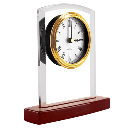 Noble Manufacturer Crystal Glass Clock Business Gift Customized Bespoke Logo Office Decoration Trophy Award Hand Craft