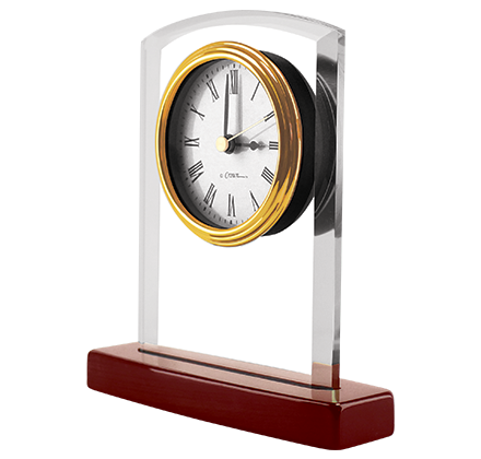 Noble Manufacturer Crystal Glass Clock Business Gift Customized Bespoke Logo Office Decoration Trophy Award Hand Craft