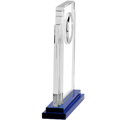 Noble Manufacturer Crystal Glass Clock Business Gift Customized Bespoke Logo Office Decoration Trophy Award Hand Craft