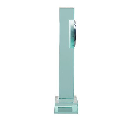 Noble Manufacturer Crystal Glass Clock Business Gift Customized Bespoke Logo Office Decoration Trophy Award Hand Craft