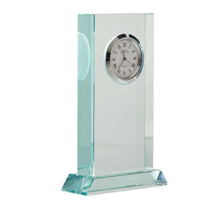 Noble Manufacturer Crystal Glass Clock Business Gift Customized Bespoke Logo Office Decoration Trophy Award Hand Craft