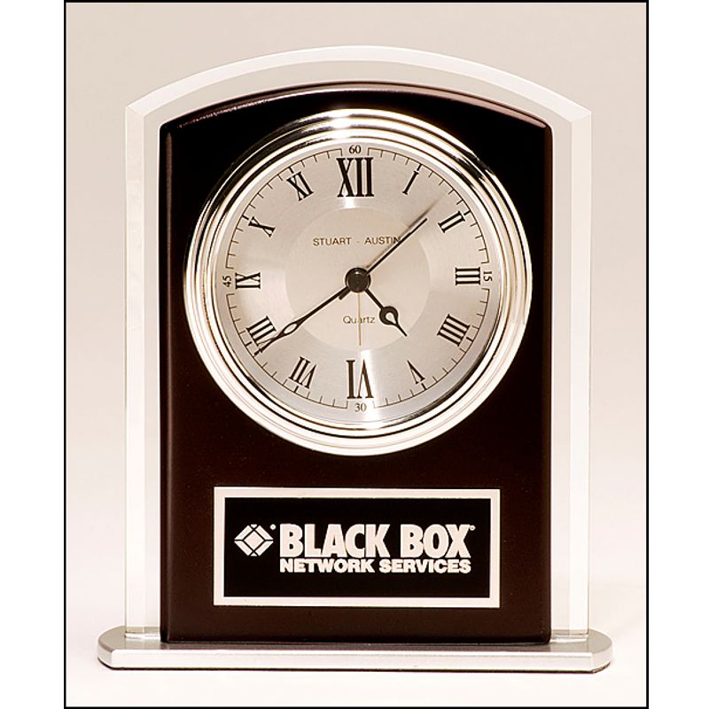 Noble Manufacturer Crystal Glass Clock Business Gift Customized Bespoke Logo Office Decoration Trophy Award Hand Craft