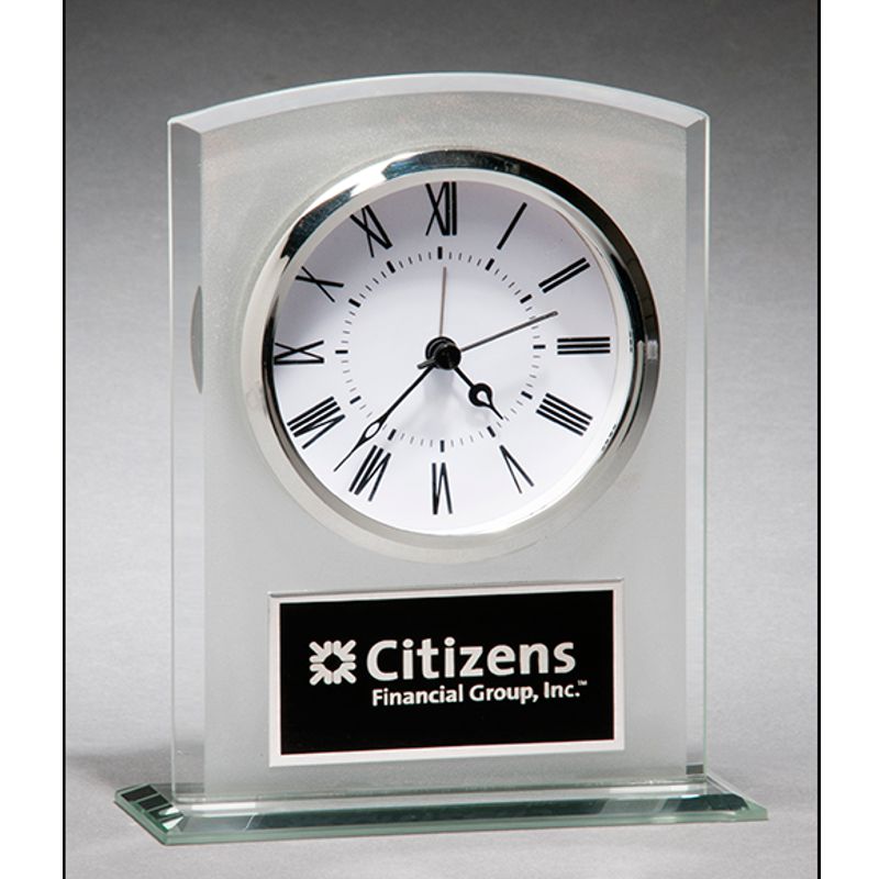 Noble Manufacturer Crystal Glass Clock Business Gift Customized Bespoke Logo Office Decoration Trophy Award Hand Craft